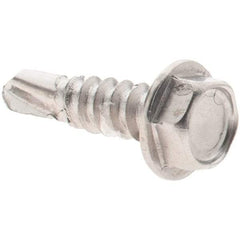 Value Collection - #8, Hex Washer Head, Hex Drive, 5/8" Length Under Head, #2 Point, Self Drilling Screw - Grade 410 Stainless Steel - Benchmark Tooling