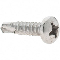 Value Collection - #12, Pan Head, Phillips Drive, 1" Length Under Head, #3 Point, Self Drilling Screw - Grade 410 Stainless Steel - Benchmark Tooling