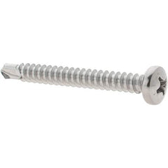 Value Collection - #8, Pan Head, Phillips Drive, 1-1/2" Length Under Head, #2 Point, Self Drilling Screw - Grade 410 Stainless Steel - Benchmark Tooling