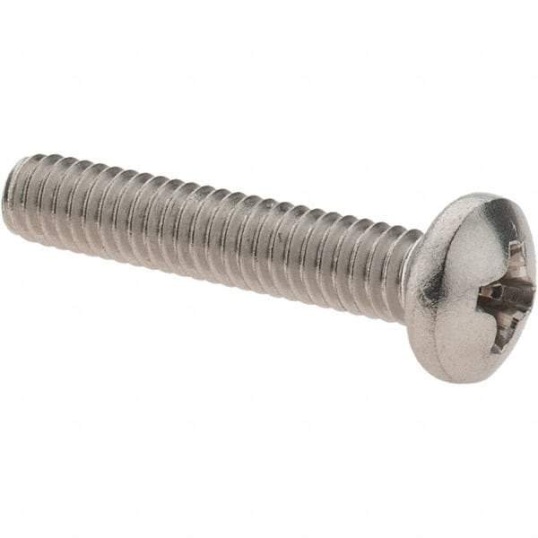 Value Collection - #8-32 UNC, 7/8" Length Under Head Phillips Drive Machine Screw - Pan Head, Grade 18-8 Stainless Steel, Uncoated, Without Washer - Benchmark Tooling