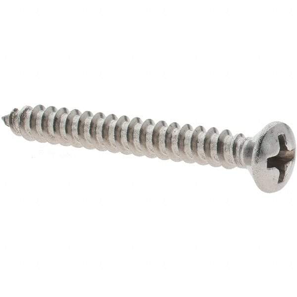Value Collection - #6 Oval Head Phillips Sheet Metal Screw - Stainless Steel, 1-1/4" Length Under Head, Grade 18-8 - Benchmark Tooling
