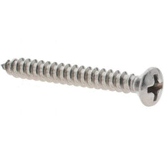 Value Collection - #6 Oval Head Phillips Sheet Metal Screw - Stainless Steel, 1-1/4" Length Under Head, Grade 18-8 - Benchmark Tooling