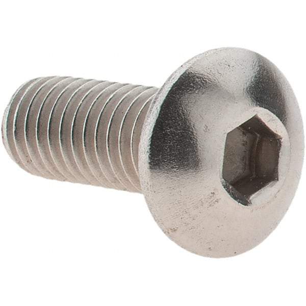 Value Collection - M5x0.80 Metric Coarse Hex Socket Drive, Button Screw - Grade 18-8 & Austenitic A2 Stainless Steel, Uncoated, Fully Threaded, 12mm Length Under Head - Benchmark Tooling