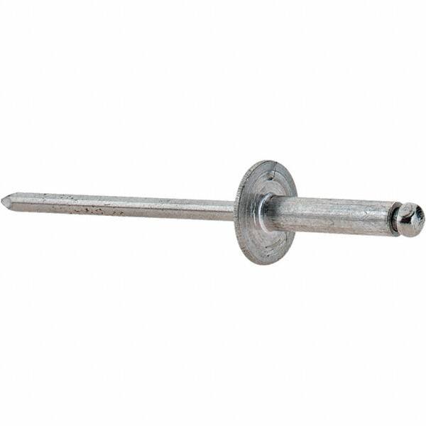 Value Collection - Size 46 Large Flange Dome Head Aluminum Open End Blind Rivet - Steel Mandrel, 0.251" to 3/8" Grip, 3/8" Head Diam, 0.129" to 0.133" Hole Diam, 0.525" Length Under Head, 1/8" Body Diam - Benchmark Tooling