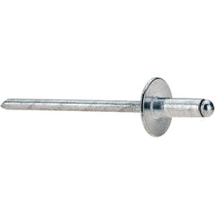 Value Collection - Size 43 Large Flange Dome Head Aluminum Open End Blind Rivet - Aluminum Mandrel, 0.126" to 0.187" Grip, 3/8" Head Diam, 0.129" to 0.133" Hole Diam, 0.337" Length Under Head, 1/8" Body Diam - Benchmark Tooling