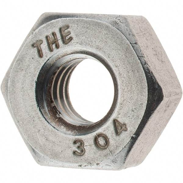 Value Collection - 1/4-20 UNC Stainless Steel Right Hand Heavy Hex Nut - 1/2" Across Flats, 15/64" High, Uncoated - Benchmark Tooling