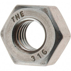 Value Collection - 5/16-18 UNC Stainless Steel Right Hand Heavy Hex Nut - 9/16" Across Flats, 19/64" High, Uncoated - Benchmark Tooling