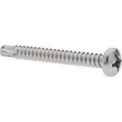Value Collection - #12, Pan Head, Phillips Drive, 2" Length Under Head, #3 Point, Self Drilling Screw - Grade 410 Stainless Steel - Benchmark Tooling