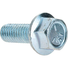 Value Collection - 3/8-16 UNC, 1" Length Under Head, Hex Drive Flange Bolt - 1" Thread Length, Grade 5 Steel, Serrated Flange, Zinc Yellow Dichromate Finish - Benchmark Tooling