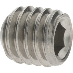 Value Collection - 3/8-16 UNC, 3/8" OAL, Cup Point Set Screw - Grade 18-8 Stainless Steel, 3/16" Key - Benchmark Tooling