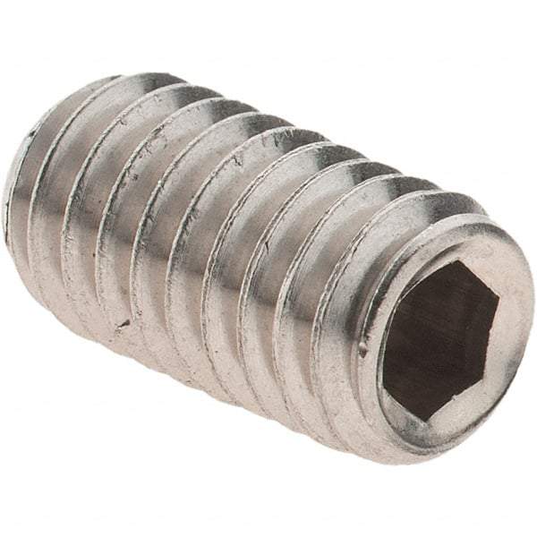 Made in USA - 5/16-18 UNC, 5/8" OAL, Cup Point Set Screw - Grade 18-8 Stainless Steel, 3/32" Key - Benchmark Tooling