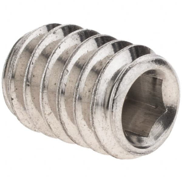 Value Collection - 1/4-20 UNC, 3/8" OAL, Cup Point Set Screw - Grade 18-8 Stainless Steel, 1/8" Key - Benchmark Tooling