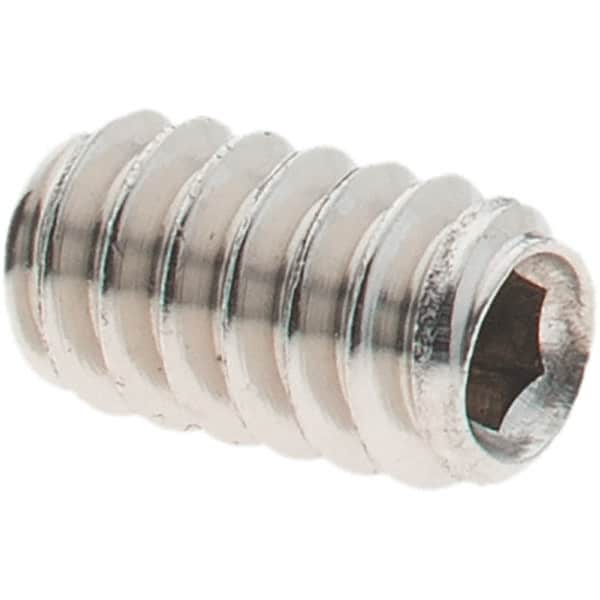 Value Collection - #6-32 UNC, 1/4" OAL, Cup Point Set Screw - Grade 18-8 Stainless Steel, 1/16" Key - Benchmark Tooling