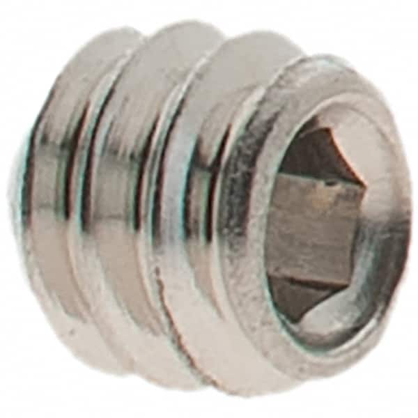 Value Collection - #6-32 UNC, 1/8" OAL, Cup Point Set Screw - Grade 18-8 Stainless Steel, 1/16" Key - Benchmark Tooling