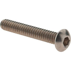 Value Collection - #10-24 UNC Hex Socket Drive, Button Screw - Grade 18.8 Stainless Steel, Fully Threaded, 1-1/4" Length Under Head - Benchmark Tooling