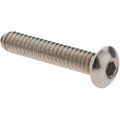 Made in USA - #4-40 UNC Hex Socket Drive, Button Screw - Grade 18.8 Stainless Steel, Fully Threaded, 5/8" Length Under Head - Benchmark Tooling