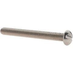 Value Collection - 1/4-20 UNC, 2-1/2" Length Under Head Slotted Drive Machine Screw - Round Head, Grade 18-8 Stainless Steel, Uncoated, Without Washer - Benchmark Tooling