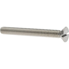 Value Collection - #12-24 UNC, 2" OAL Slotted Drive Machine Screw - Flat Head, Grade 18-8 Stainless Steel, Uncoated, Without Washer - Benchmark Tooling