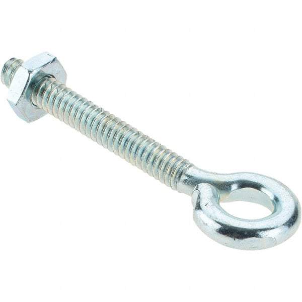 Value Collection - #10-24, Zinc-Plated Finish, Steel Wire Turned Eye Bolt - 1-3/16" Thread Length, 9/32" ID, 1-7/16" Shank Length - Benchmark Tooling