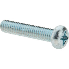 Value Collection - M6x1.00, 30mm Length Under Head Phillips Drive Machine Screw - Pan Head, Grade 4.8 Steel, Zinc-Plated Finish, Without Washer - Benchmark Tooling
