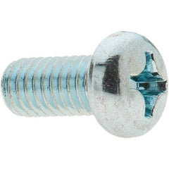 Value Collection - M6x1.00, 12mm Length Under Head Phillips Drive Machine Screw - Pan Head, Grade 4.8 Steel, Zinc-Plated Finish, Without Washer - Benchmark Tooling