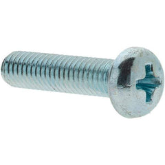 Value Collection - M5x0.80, 20mm Length Under Head Phillips Drive Machine Screw - Pan Head, Grade 4.8 Steel, Zinc-Plated Finish, Without Washer - Benchmark Tooling