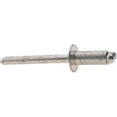 Value Collection - Size 86 Dome Head Stainless Steel Open End Blind Rivet - Stainless Steel Mandrel, 0.251" to 3/8" Grip, 1/2" Head Diam, 0.257" to 0.261" Hole Diam, 6250" Length Under Head, 1/4" Body Diam - Benchmark Tooling