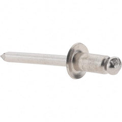 Value Collection - Size 84 Dome Head Stainless Steel Open End Blind Rivet - Stainless Steel Mandrel, 0.062" to 1/4" Grip, 1/2" Head Diam, 0.257" to 0.261" Hole Diam, 1/2" Length Under Head, 1/4" Body Diam - Benchmark Tooling