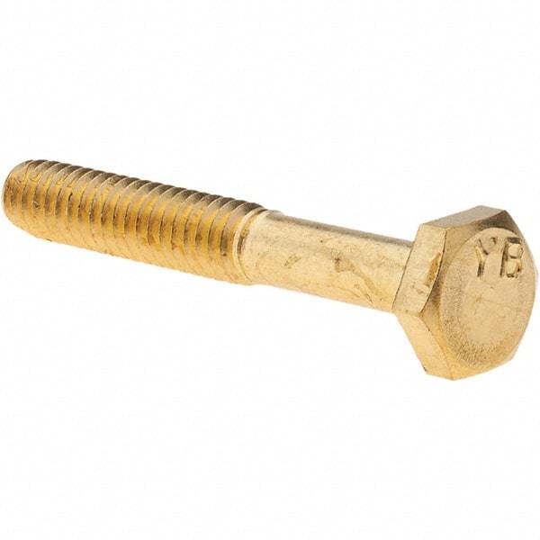 Value Collection - 1/4-20 UNC, 1-3/4" Length Under Head Hex Head Cap Screw - Brass, 7/16" Hex - Benchmark Tooling