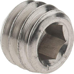 Made in USA - 5/16-18 UNC, 1/4" OAL, Cup Point Set Screw - Grade 316 Stainless Steel, 3/32" Key - Benchmark Tooling