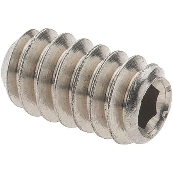 Value Collection - #6-32 UNC, 1/4" OAL, Cup Point Set Screw - Grade 316 Stainless Steel, 1/16" Key - Benchmark Tooling