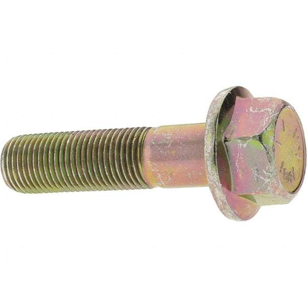 Value Collection - 1/2-20 UNF, 2" Length Under Head, Hex Drive Flange Bolt - 1-1/4" Thread Length, Grade 8 Alloy Steel, Smooth Flange, Zinc-Plated Finish - Benchmark Tooling