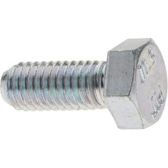 Value Collection - M5x0.80mm Metric Coarse, 12mm Long Hex Head Cap Screw - Fully Threaded, Grade 10.9 Steel, Zinc-Plated Finish, 8mm Hex - Benchmark Tooling