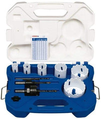 Lenox - 9 Piece, 3/4" to 2-9/16" Saw Diam, General Purpose Hole Saw Kit - Carbide Grit, Includes 6 Hole Saws - Benchmark Tooling