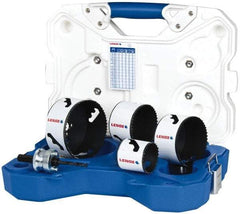 Lenox - 5 Piece, 2" to 4-1/8" Saw Diam, Contractor's Hole Saw Kit - Bi-Metal, Includes 4 Hole Saws - Benchmark Tooling