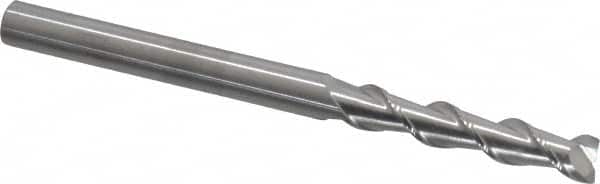 Kennametal - 1/4", 1-1/4" LOC, 1/4" Shank Diam, 3-1/4" OAL, 2 Flute, Solid Carbide Square End Mill - Single End, Uncoated, Spiral Flute, 45° Helix, Centercutting, Right Hand Cut, Right Hand Flute, Series AADF - Benchmark Tooling