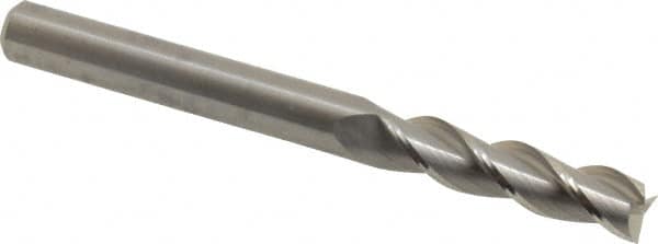 Kennametal - 5/16", 1-1/4" LOC, 5/16" Shank Diam, 3-1/4" OAL, 3 Flute, Solid Carbide Square End Mill - Single End, Uncoated, Spiral Flute, 37° Helix, Centercutting, Right Hand Cut, Right Hand Flute, Series AADE - Benchmark Tooling