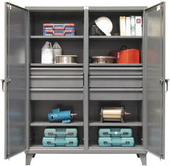 Strong Hold - 6 Shelf 6 Bin Locking Storage Cabinet - Steel, 60" Wide x 24" Deep x 78" High, Dark Gray - Benchmark Tooling