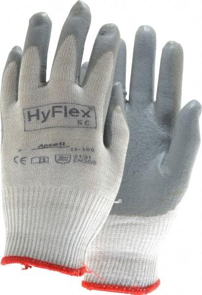 Ansell - Size S (7) Nitrile Coated X-Static Yarn General Protection Work Gloves - For Static Control, Palm & Fingers Coated, Knit Wrist Cuff, Full Fingered, Gray, Paired - Benchmark Tooling