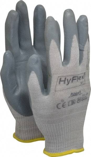 Ansell - Size M (8) Nitrile Coated X-Static Yarn General Protection Work Gloves - For Static Control, Palm & Fingers Coated, Knit Wrist Cuff, Full Fingered, Gray, Paired - Benchmark Tooling