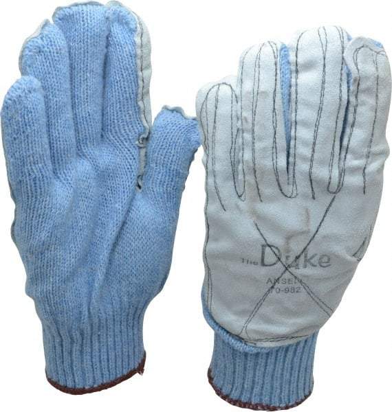 Ansell - Size L (9), ANSI Cut Lvl 4, Leather Cut Resistant Gloves - Knit Wrist, Black, Paired - Benchmark Tooling