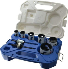Lenox - 9 Piece, 7/8" to 2-1/8" Saw Diam, Contractor's Hole Saw Kit - Bi-Metal, Includes 7 Hole Saws - Benchmark Tooling