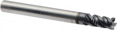 Iscar - 1/4" Diam, 1/2" LOC, 4 Flute Solid Carbide Roughing & Finishing Corner Chamfer End Mill - TiAlN Finish, 2-1/2" OAL, 1/4" Shank Diam, Straight Shank, 45° Helix, Centercutting, Regular Length - Benchmark Tooling