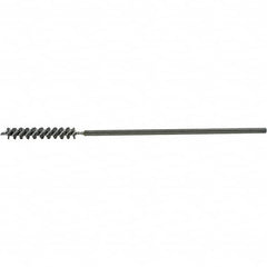 Brush Research Mfg. - 11/32" Diam Helical Steel Tube Brush - Single Spiral, 0.008" Filament Diam, 2-1/2" Brush Length, 9-1/2" OAL, 0.219" Diam Galvanized Steel Shank - Benchmark Tooling