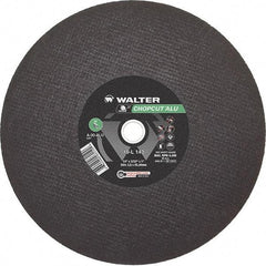 WALTER Surface Technologies - 14" 30 Grit Aluminum Oxide Cutoff Wheel - 3/32" Thick, 1" Arbor, 4,400 Max RPM, Use with Chop Saws - Benchmark Tooling