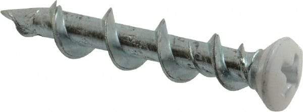 Powers Fasteners - 1/4", 1-1/4" OAL, Phillips Drive Oval Head, Steel Drywall Screws - White Head Finish, Grade 1018 - Benchmark Tooling