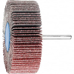 PFERD - 3" Diam x 1" Face Width, Aluminum Oxide Coated Mounted Flap Wheel - 1/4" Shank Mount, 40 Grit, 20,000 Max RPM - Benchmark Tooling