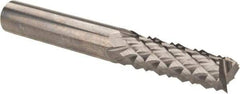 Accupro - 1/4" Diam, 3/4" LOC, Fishtail Point End, Solid Carbide Diamond Pattern Router Bit - Right Hand Cut, 2" OAL, 1/4" Shank Diam, Use on Fiberglass - Benchmark Tooling