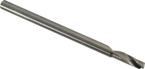 Accupro - 6mm Cutting Diam x 20mm Length of Cut, 1 Flute, Upcut Spiral Router Bit - Uncoated, Right Hand Cut, Solid Carbide, 64mm OAL x 6mm Shank Diam, Single Edge, 22° Helix Angle - Benchmark Tooling