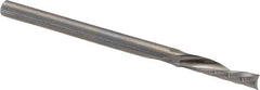 Accupro - 1/8" Cutting Diam x 1/2" Length of Cut, 1 Flute, Downcut Spiral Router Bit - Uncoated, Right Hand Cut, Solid Carbide, 2" OAL x 1/8" Shank Diam, Single Edge, 21° Helix Angle - Benchmark Tooling